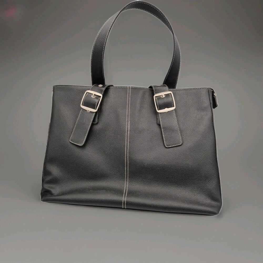SOLO Classic Collection Unisex Laptop Tote Bag Briefcase - Black Padded Zipper